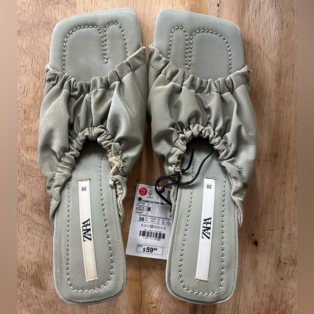 Zara Women's Chic Gray Ruched Sandals